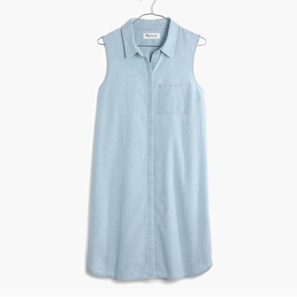 Madewell Sleeveless Chambray Shirt Dress